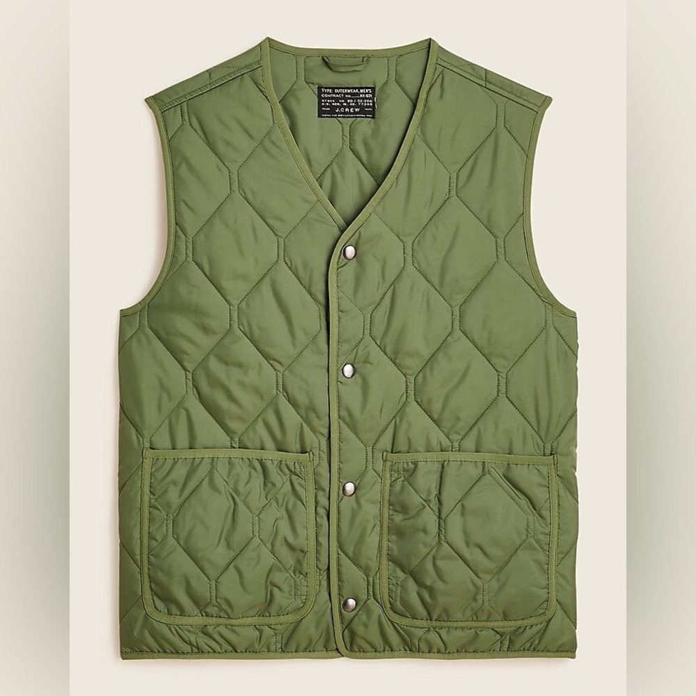 J.Crew Men's Layering Military Vest Size Small Green